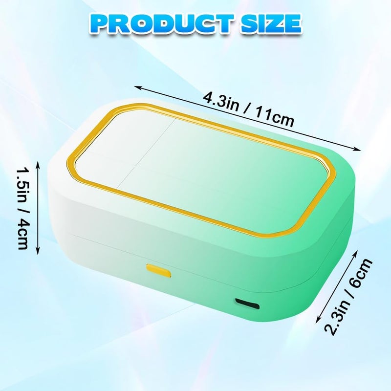 Casbomy Contact Lens Clean Machine, Portable Ultrasonic Contact Lens Cleaner with 4 Timing Modes, 360° High-Frequency Vibration for Cleaning Soft Lenses, Colored Contact Lenses (Green) - Image 2